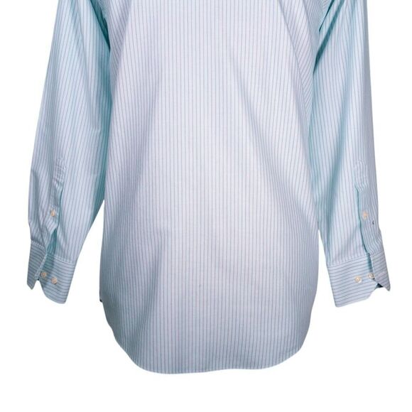 Brooks Brothers Mens Dress Shirt Button Up Turquoise Striped Regent 15.5 32/33 - Picture 8 of 8
